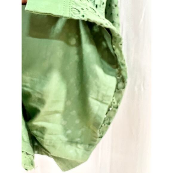 Sandro Shera Long Sleeve ButtonFront Lace Shirt Mini Dress Green Women's Medium - Picture 6 of 9